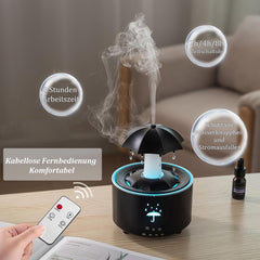 Aromatherapy Humidifier - Umbrella Humidifier - 300ml Rotating Humidifier for Bedroom with Remote Control and Timer - 7-Color LED - Humidifier for Living Room or Children's Room - Humidifiers (Black)