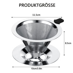 Stainless steel reusable coffee filter, easy to clean and durable, environmentally friendly for brewed coffee, 11.5CM