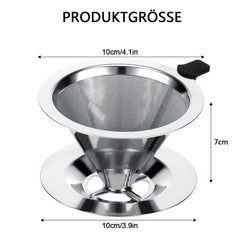 Stainless steel reusable coffee filter, easy to clean and durable, environmentally friendly permanent filter for brewed coffee, 12CM