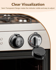 5 child-safe covers for stove knobs - heat-resistant and oil-resistant protectors - strong adhesive locks for gas stove and oven knobs, semi-transparent black