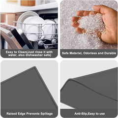 Silicone mat under coffee maker - 48x30cm - non-slip mat for coffee maker - barista accessories - grey
