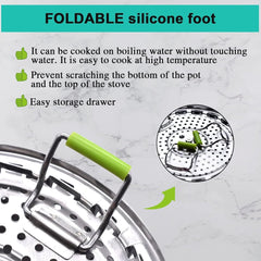 Stainless Steel Steaming Rack - Steamer Basket Pan - Steamer Basket for Vegetables - Vegetable Steamer - Adjustable - Steamer Insert - Steam Flower - Steamer Basket - Foldable Steamer Basket - Dishwasher Safe - Suitable for Vegetables - Suitable for pans