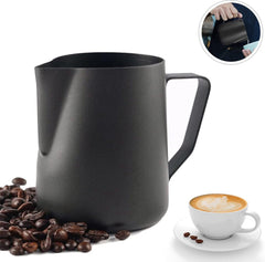 Milk frothing pitcher - Stainless Steel - Small milk jug - Milk pitcher - Milk frothing pitchers - Milk-Coffee frothing pitcher - 350ml - Espresso machine - Barista - Making coffee - Coffee - For making cappuccino-espresso - Black