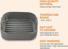 Airfryer accessories - Silicone baking dish - 2 pieces - Hot air fryer - Baking tins - Baking paper alternative - Basket baking tin - 20 CM - gray - Accessories