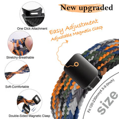 Compatible with Samsung Galaxy Watch Band Galaxy Watch 6 Classic 5 Pro 45mm 47mm 43mm 44mm 40mm Magnetic Braided Strap Without Gap Black