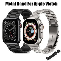 Compatible with Apple Watch Band Series 9 8 7 6 5 Stainless Steel Metal Bracelet Silver 49mm 45mm 44mm 42mm