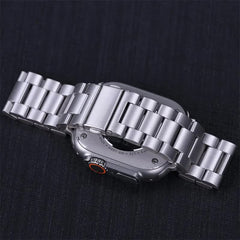 Compatible with Apple Watch Band Series 9 8 7 6 5 Stainless Steel Metal Bracelet Silver 49mm 45mm 44mm 42mm