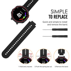Garmin Forerunner 235/235Lite Watch Band Soft Silicone Replacement Strap for Garmin Forerunner 235/220/230/620/630/735 Smartwatch