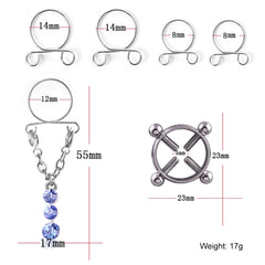 Fashion Water Drop Screw Non Pierced Nipple Ring Set Nipple Ring Body Jewelry (Blue)