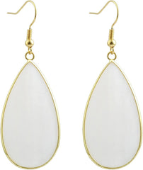 Natural Stone Ear Hook Women Earrings - Fashion White Shell Long Drop Earrings Hook Up Classic Ins Style Personalized Jewelry for Mother's Day Elegant Gift