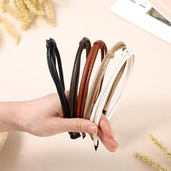 Women's Headband, 5 Pcs Thin Leather Headbands, Knotted Hair Loop Hairband, Hair Accessories for Women and Girls, Multicolor (Multipack)