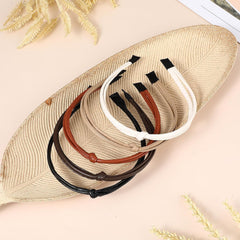Women's Headband, 5 Pcs Thin Leather Headbands, Knotted Hair Loop Hairband, Hair Accessories for Women and Girls, Multicolor (Multipack)