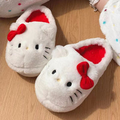 Sanrio Plush Slippers Hello Kitty's Kawaii Cute Student Autumn Winter Bedroom Soft Padded Plush Bedroom Aldult Shoes Girls Christmas Hello Kitty 36-37