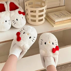 Sanrio Plush Slippers Hello Kitty's Kawaii Cute Student Autumn Winter Bedroom Soft Padded Plush Bedroom Aldult Shoes Girls Christmas Hello Kitty 36-37
