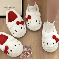 Sanrio Plush Slippers Hello Kitty's Kawaii Cute Student Autumn Winter Bedroom Soft Padded Plush Bedroom Aldult Shoes Girls Christmas Hello Kitty 36-37