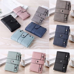 Trendy Foldable Leather Card Holder Wallet Light Green for Women
