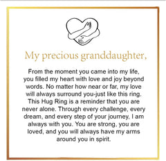 Hug Ring For Granddaughter, Silver Ring For Women With “Always With You” Adjustable And Non Tarnish Minimalist Birthday Jewelry Gift