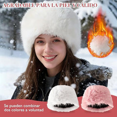 Hats - 2 pcs - Warm hats - Plush hats - Warm hats for women - White and pink - Stylish winter snow hats - Ideal gift for women and girls - Birthday gift - Christmas gift