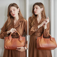 Women's Shoulder Bag - Vintage Handbag - Vintage Handbag with Multiple Compartments - Everyday | Travel Bag - Versatile - Large Capacity - Commuter Bag - Tote Bag - Shoulder/Crossbody Bag - Brown