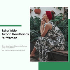Wide Headbands for Women - Bohemian Style - 6-Pack - Oversized Turban Headbands - Scrunchies - Casual Wear - Sportswear - Cosmetics - Yoga Accessories