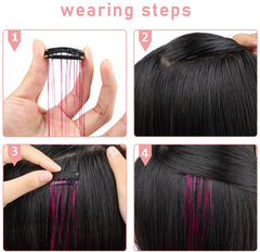 Hair Tinsels - Festival Hair Extensions - Glitter Hair Extensions - 12-Piece Clip-On Hair Accessory Set - 52 cm, for Christmas and New Year, Glitter Hair Extensions, Suitable for Women, Girls and Children (Rainbow Colors)