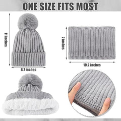 Gloves, hat and scarf - three-piece set - winter knitwear - lined with fleece and thickened - warm and cold resistant - white