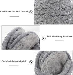 Earmuffs - Knitted Earmuffs - Earmuffs for Adults - Warm Earmuffs - Warm Winter Earmuffs - Foldable - Suitable for Outdoor Activities for Men and Women (Red)