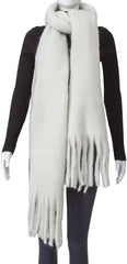 Scarf - Women's Winter Scarf - Warm and Thick Knitted Checked Scarf - Blanket Scarf - Stylish Gift - A Gift for Her (White)