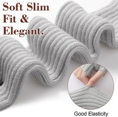 Arm Sleeves - Women's Long Fingerless Knitted Y2K Arm Sleeves - (Gray)