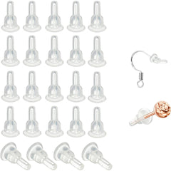 50 Silicone Earring Backs - Full Coverage, Clear Earring Backs - Dustproof - Hypoallergenic Soft Ear Cushions - For Stabilizing Earring Hooks (10x6mm)
