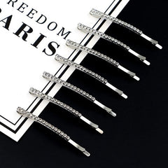 Sparkling Silver Hair Clips with Rhinestones (20 pcs) - Metal Hair Clips - Decorative - Hair Accessories for Women, Girls & Ballerinas - Party & Daily Hair Accessories