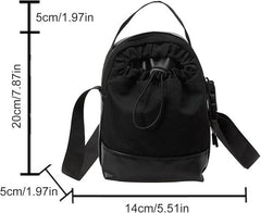 Women's shoulder bag - casual bag - adjustable canvas bag with drawstring - suitable for daily commuting and travel.（Black）