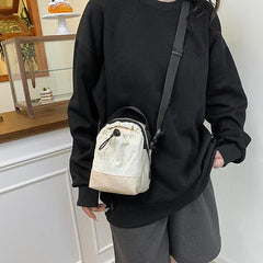 Women's shoulder bag - casual bag - adjustable canvas bag with drawstring - suitable for daily commuting and travel.（White）