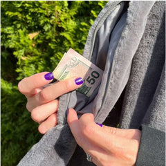 Scarf with Concealed Zipper Pocket - Secure Storage Pocket for Keys & Cards - Downy Soft & Warm - Black