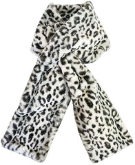 Scarf with Concealed Zipper Pocket - Secure Storage Pocket for Keys & Cards - Downy Soft & Warm - Leopard Print