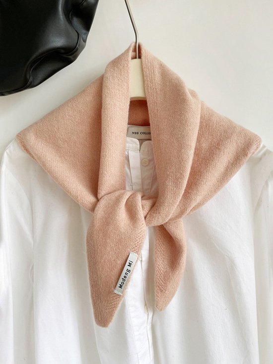 Triangular Knitted Scarf - Soft Acrylic Fabric - As a Scarf, Shawl or Blanket - In Solid Colors - Pink