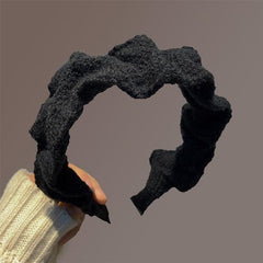 Headband - Set of Two - Retro Style with Ruffles - Elegant and Stylish Headband for Women - Suitable for Parties, Daily Wear and Special Occasions (Red + Black)