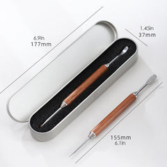 Coffee Latte Art Needle - 304 Stainless Steel Coffee Art Pen - Cappuccino Engraving Pen Double Head - Stainless Steel Espresso Tool - For Latte Decoration - With Wooden Handle