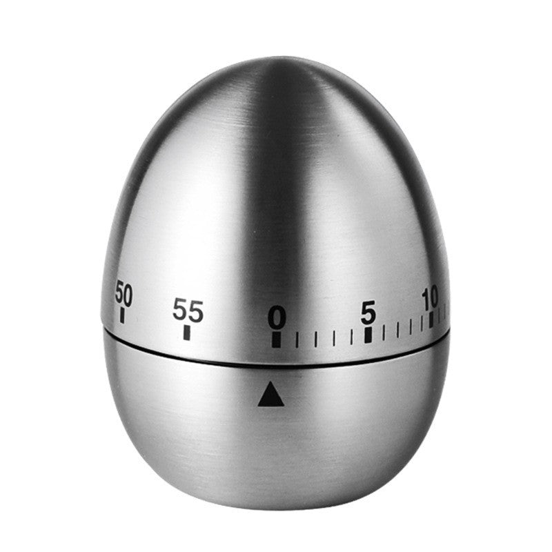 Stainless Steel Mechanical Kitchen Timer with 60 Minute Countdown, Loud Alarm and Egg-Shaped Design for Cooking and Baking