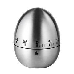 Stainless Steel Mechanical Kitchen Timer with 60 Minute Countdown, Loud Alarm and Egg-Shaped Design for Cooking and Baking