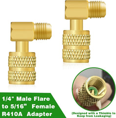 R410A Mini Split Adapter Kit, 5/16 inch to 1/4 inch Coupler and Valve Core Remover for Air Conditioner Vacuum Pump Hoses