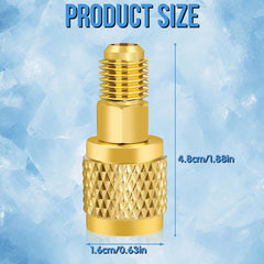 R32 and R454B Refrigerant Brass Adapter, Non-Slip Reverse-Thread Connector for R-32 and R-454B Split System Tanks, 1/4 inch Female to Male