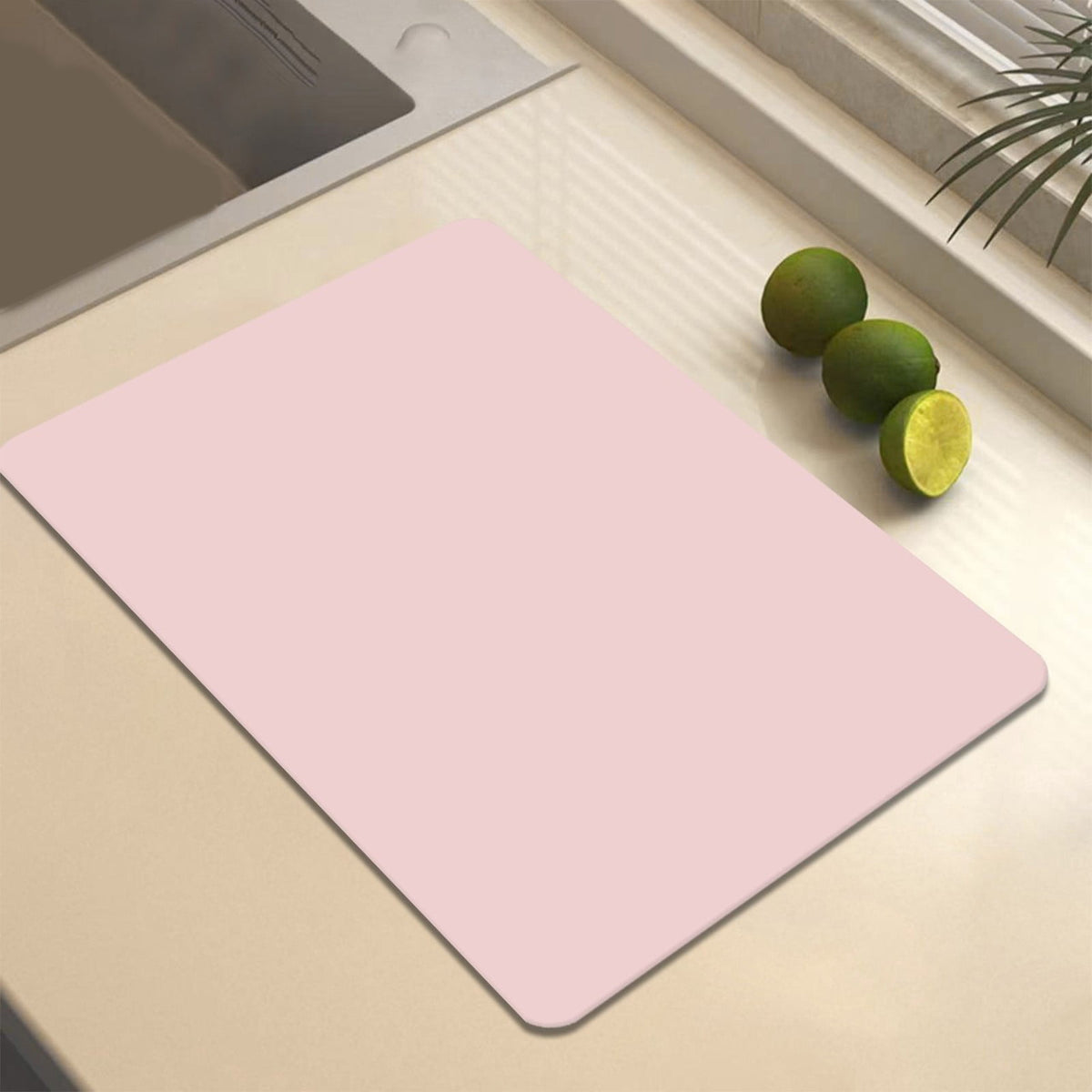 Dish Drying Mat, High Absorbent Soft Diatomite Dish Drainer Mat for Kitchen Countertop, Sink and Draining Rack, Quick Dry Kitchen Mat, Hot Pink, 12x16 Inch