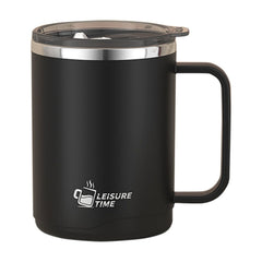 17oz Insulated Coffee Mug with Handle and Lid, Stainless Steel Double Wall Vacuum Travel Tumbler, Black