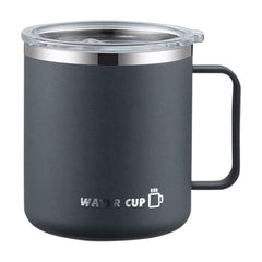 Insulated Coffee Mug with Handle and Lid, Stainless Steel Double Wall Vacuum Travel Tumbler for Hot and Cold Drinks, Black, 17oz