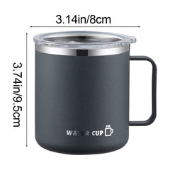 Insulated Coffee Mug with Handle and Lid, Stainless Steel Double Wall Vacuum Travel Tumbler for Hot and Cold Drinks, Black, 17oz