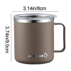 Insulated Coffee Mug with Handle and Lid, Stainless Steel Travel Tumbler, Double Wall Vacuum, 17oz, Black