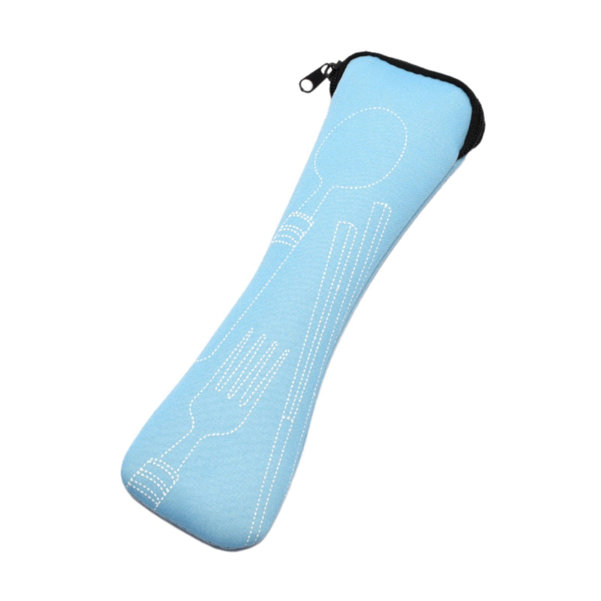 Portable Cutlery Storage Bag Zipper Utensil Pouch Travel Tableware Holder for Spoon Fork, Tableware Not Included, Blue