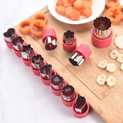 12Pcs Fruit and Vegetable Cutter Molds Stainless Steel Cookie Fondant Plunger Cutting Tools for Cake Decorating Baking, Purple