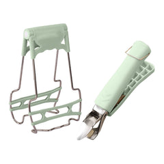 Anti Hot Bowl Clips, Stainless Steel Plate Clip Clamp Holder for Moving Hot Plates or Bowls from Microwave Oven, Kitchen Cooking Tongs for Kitchen, Green